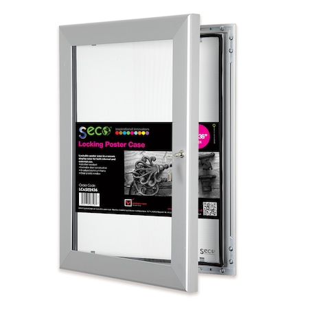 Seco Locking Poster Case, 24" x 36", Silver LCASE2436